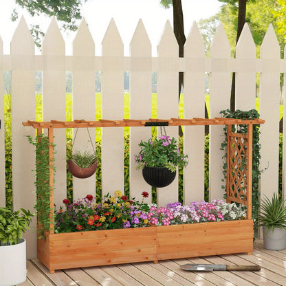 Houten Hoogte Plantbak – Verticaal Tuinbed – Klimplant Rek – Buitenplantenbak – Plantenhouder – Natuurlijk Hout – Met Overkapping En Drainage