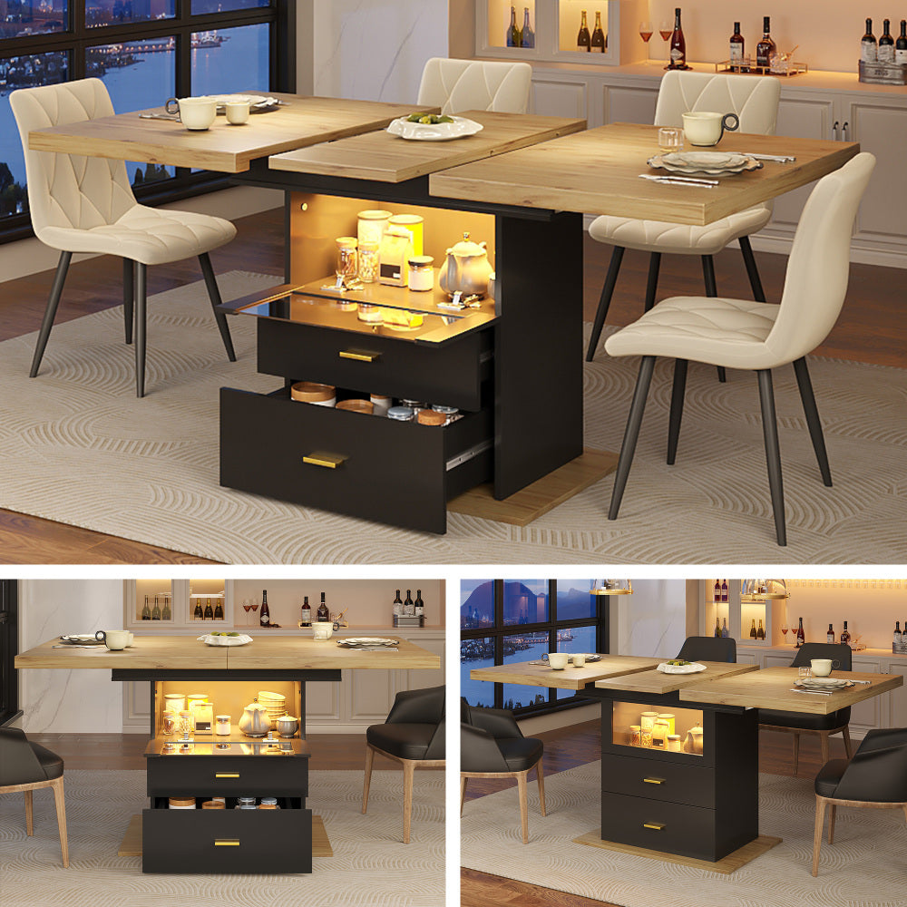 Dining table, extendable dining table, 110 x 80 x 75cm, suitable for use in dining rooms, kitchens or patios, extends to 140cm, accommodates up to 6 people.