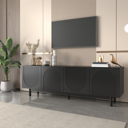 Tv-meubel – Tv-meubelkast – Lowboard – Mediameubel – Tv-meubel zwart – Verstelbare planken – 175 cm breed