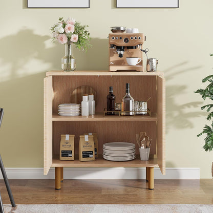 Opbergkast – Vloerkast – Dressoir – Buffetkast – Kast Met Deuren – Natuurlijk Houtlook – Stevige Metalen Poten – Anti-Kantelbeveiliging