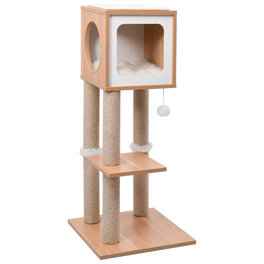 Krabpaal – Krabmeubel – Kattenboom – Kattenhuis – Kattenmeubel – MDF Met Sisal Krabmat – 90 cm Hoog – Uitneembaar Wasbaar Kussen