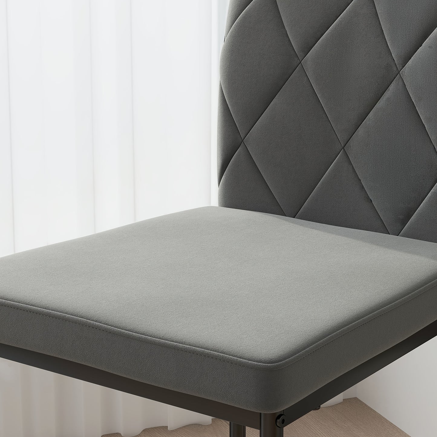 Eetkamerstoelen – Keukenstoelen – Stoelenset – Velvet Stoelen – Donkergrijs – Set Van 4 – Met Stevig Metalen Frame – Comfortabele Rugleuning