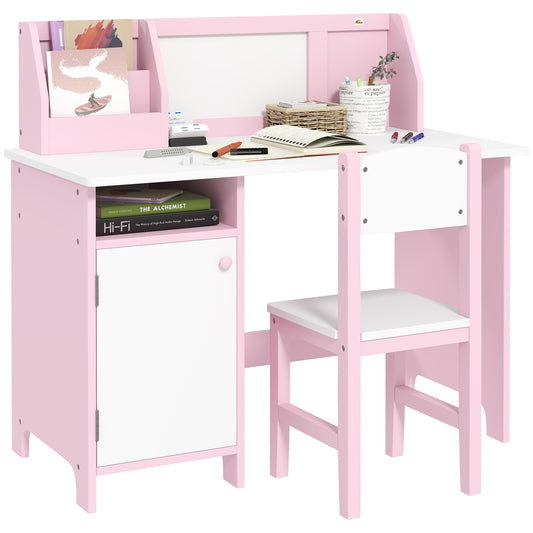 Kinderbureau – Kindertafel – Kinderschrijftafel – Kinderwerkplek – Kindermeubelset – Inclusief Whiteboard – MDF Roze 90x45x85 cm