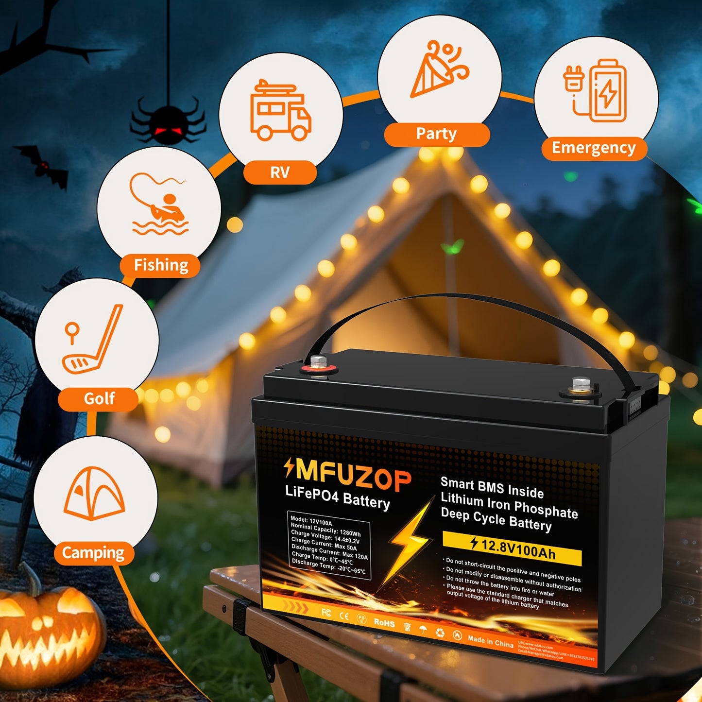 Lithium Accu – LiFePO4 Batterij – Oplaadbare Accu – 12V 100Ah Accu – Off-Grid Energie – Lichtgewicht & Lange Levensduur – Geïntegreerde 100A BMS Veiligheid