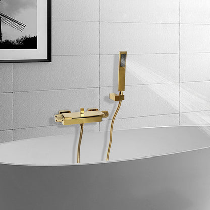 Badkraan – Wandkraan – Mengkraan – Douchekraan – Badkuipkraan – Gouden Watervaluitloop – Keramische Kleppen – 1,5m Roestvrijstalen Handdouche