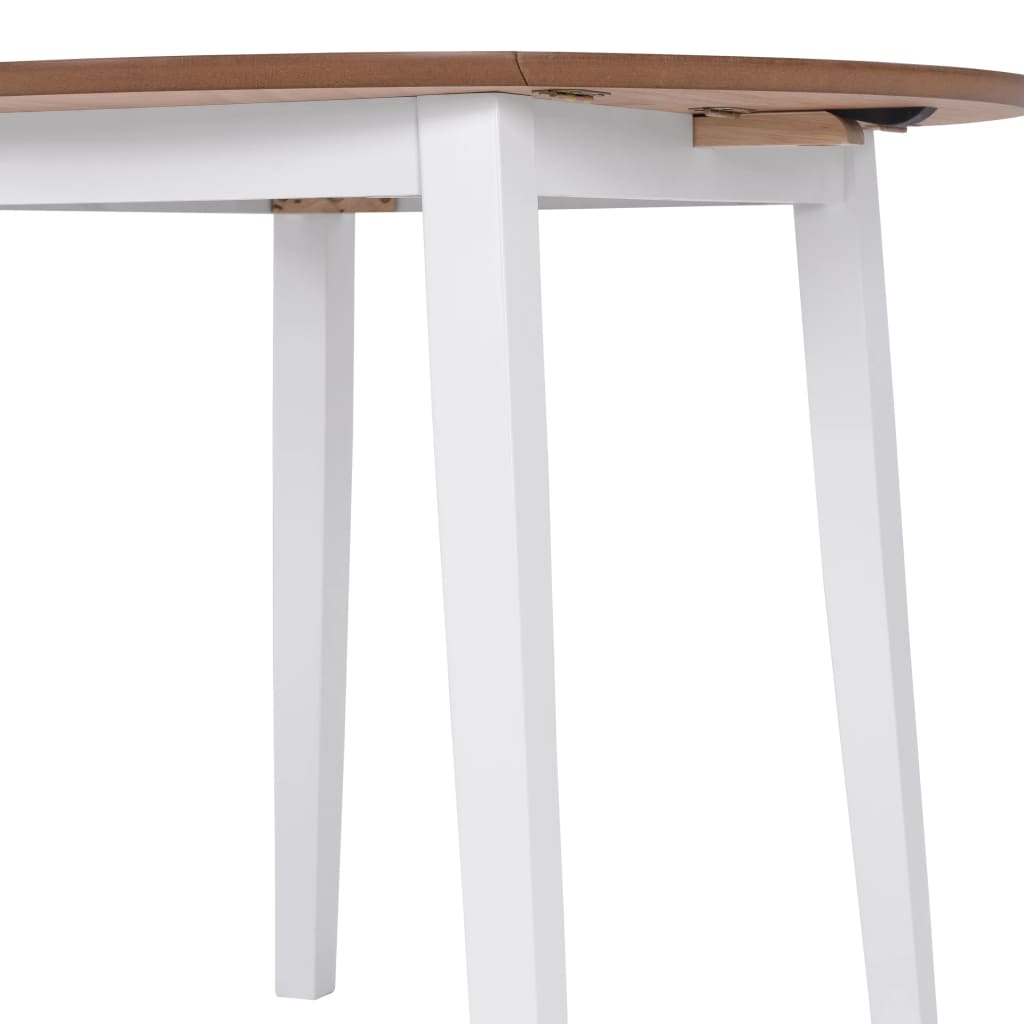 Tuinset – Eettafelset – Diningset – Bistroset – Set van 4 – Zitgroep – MDF Tafelblad – Inklapbare Zijpanelen – Wit/Bruin