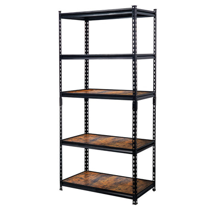 Mega-M Pro Loft Warehouse Shelf, H-180 Cm L-90 Cm G-40 Cm, 5 Shelves with 6.2 MmWood Veneer (275Kg) Black N