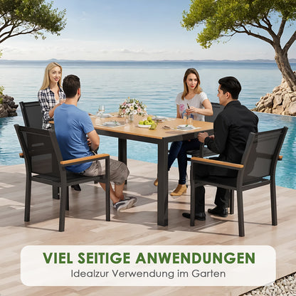 Tuintafel – Buiten tafel – Terrastafel – Patio tafel – WPC tafel – 140x90 cm – Weerbestendig aluminium frame – Geschikt voor 6 personen
