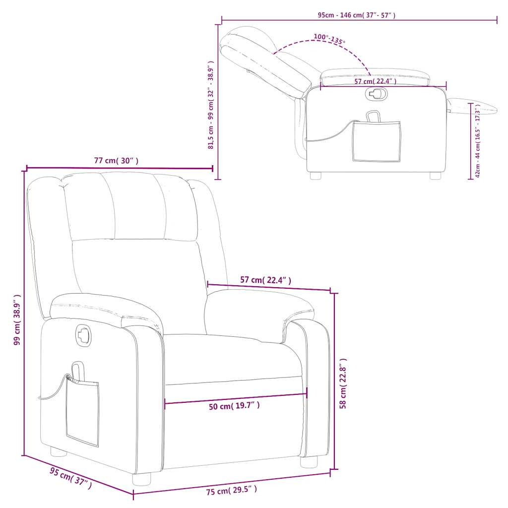 Massagestoel – Relaxstoel – Fauteuil – Massagefauteuil – Verstelbare fauteuil Crème – Handmatig Verstelbaar – Comfortabele Stoffering