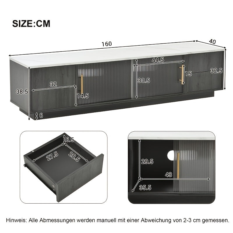 Tv-Meubel – Tv-Kast – Mediamöbel – Opbergkast – Kastje – Notenkleur Walnut – Golvende Deuren – Ruime Opbergruimte – Bamboe Materiaal – Zwarte Metalen Poten