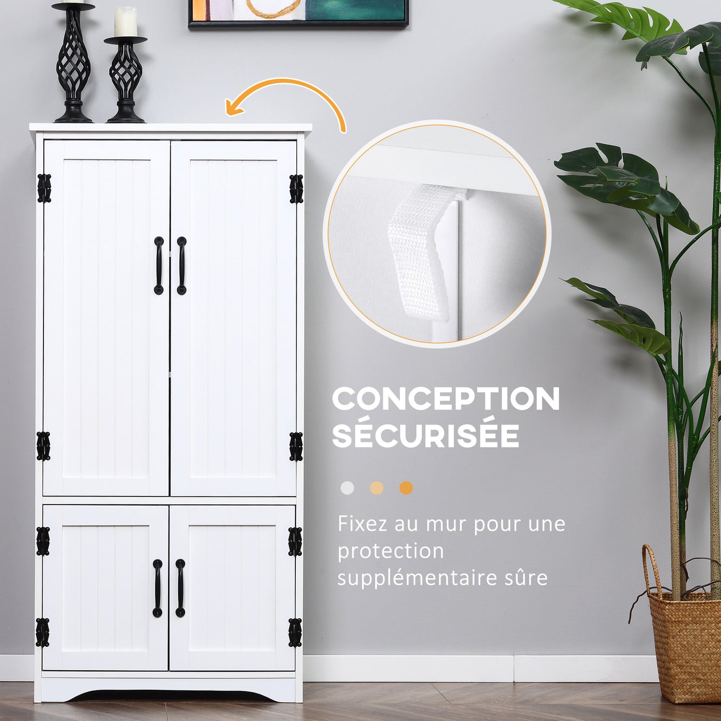Keukenkast – Keukenkastje – Keukenkast Opbergruimte – Keuken Buffet – Keukenmeubel – Wit MDF – 2 Deuren 3 Planken