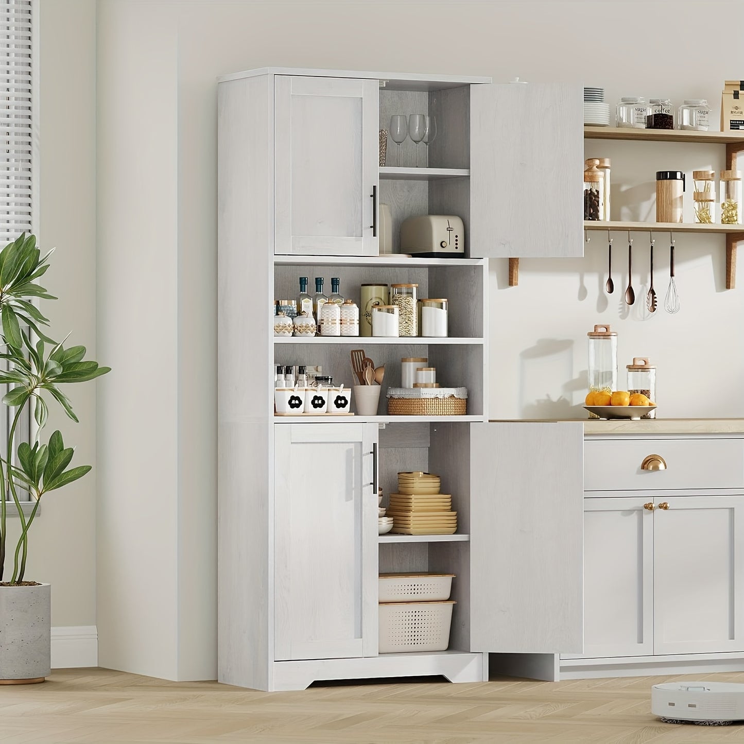 Badkamerkast – Opbergkast – Kolomkast – Hoge Kast – Wastafelonderkast – 170 cm Hoog – MDF Hout Material – Verstelbare Planken – Vrijstaand