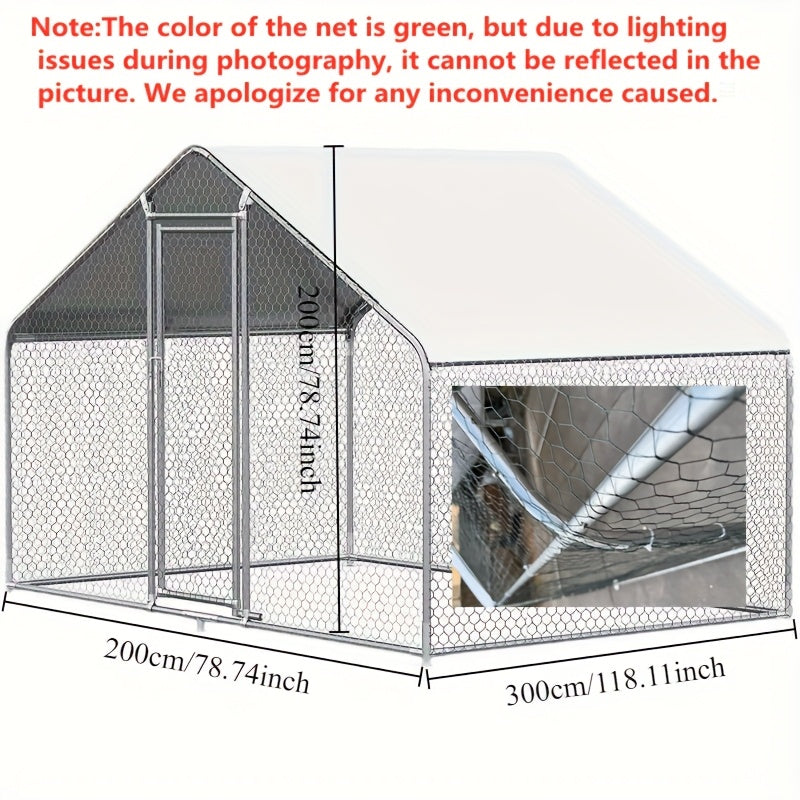 1pac Walk-in Chicken Coop for 20-40 Chickens, Large Metal Poultry Cage Run with Waterproof Cover, Outdoor Backyard Chicken House for Small Animals, Chicken Coop for Small Animals