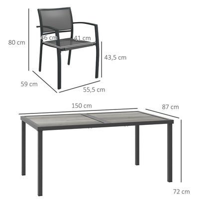 Tuinset – Tuinmeubelset – Buitenmeubels – Tuinmeubilair – Terrasset – Grijs – Weerbestendig – Ruime Tafel 150x87x72 cm