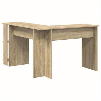 Hoekbureau – Bureau – Bureautafel – Werkplek – Computerbureau – Beige Sonoma Eiken – Ruimtebesparend L-vormig – Duurzaam Hardhout Metalen Frame