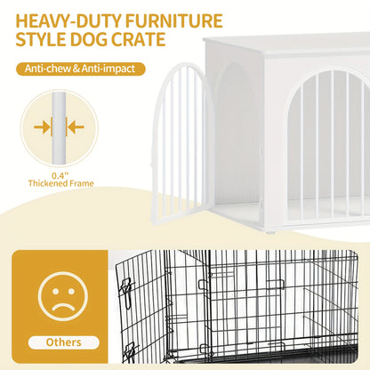 Hondenbench – Hondenkooi – Huisdiervangkooi – Hondenkennel – Hondenschuur – Middelgrote Honden – Wit – 3-Deurs Boogvormige Deur – Stevig Metalen Frame – Multifunctioneel Meubelstuk – 60x100x63 cm