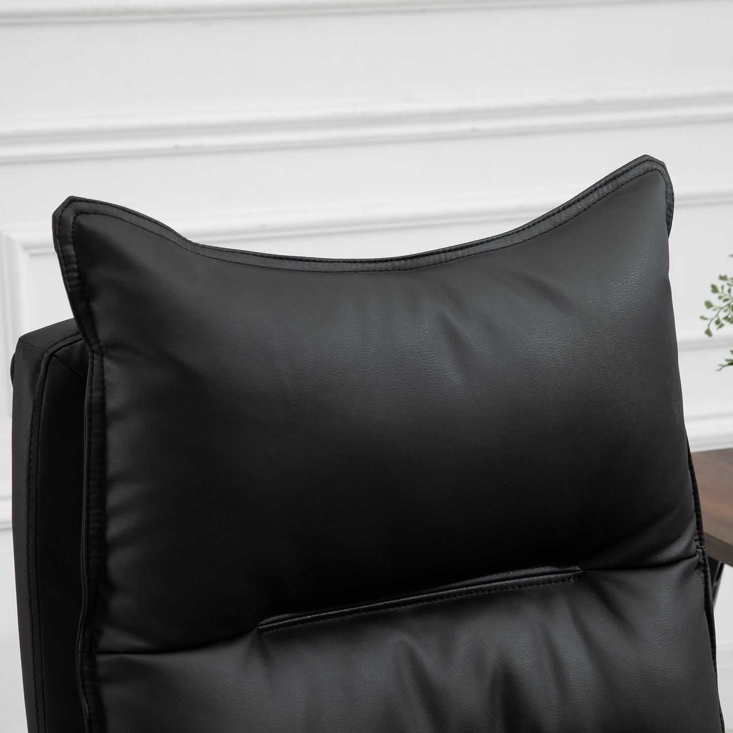 Bureaustoel – Kantoorstoel – Draaistoel – Gamestoel – Ergonomische Stoel – Verstelbare Zithoogte – Kunstleren Bekleding – Met Voetensteun – Zwart – 66 x 72 x 122-130 cm