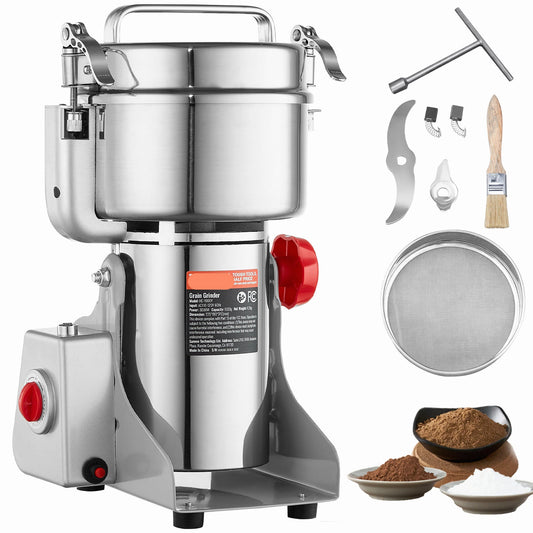 Elektrische Kruidenmaler – Specerijenmolen – Graanmaler – Meelmaker – Droogmaler – 1000g Inhoud – 2400W Krachtige Motor