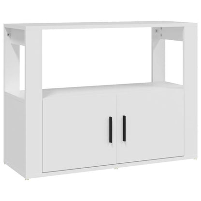 Modern White Sideboard with Glass Display Shelves & Removable Storage Basket - 80x30x60cm, Hardwood Furniture for Living Room, Bedroom, Office - Minimalist Design with Open Shelves & Closed Cabinets, Sideboard Cabinet, Bedroo