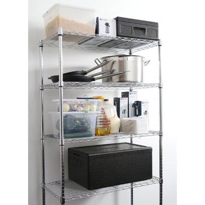 5-laags Opbergrek – Opbergkast – Stellingkast – Opslagrek – Opbergplank – Verstelbare Planken – Maximaal 80 kg Draagkracht – Chroomstaal Zwart 91x45x183 cm