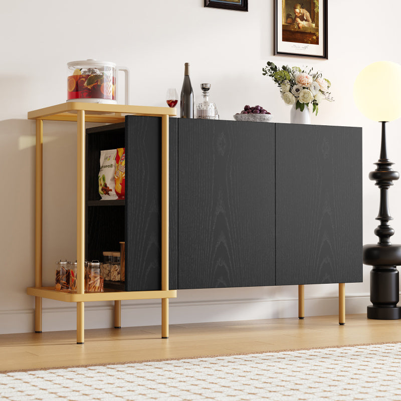 Dressoir – Sideboard – Opbergkast – Ladekast – Kast – Modern Zwart – Glasblad – Kantelbeveiliging – 120x40x77,5 cm