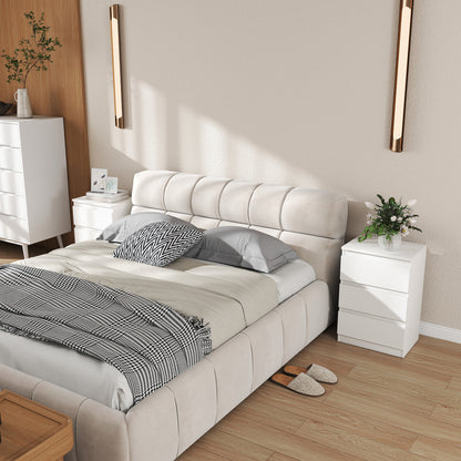 Nachtkastjes – Bijzettafel – Bijkastje – Bedkastje – Nachtmeubel – Set Van 2 – Wit – 3 Lades Per Kast – Compact 40x30x59,5 cm