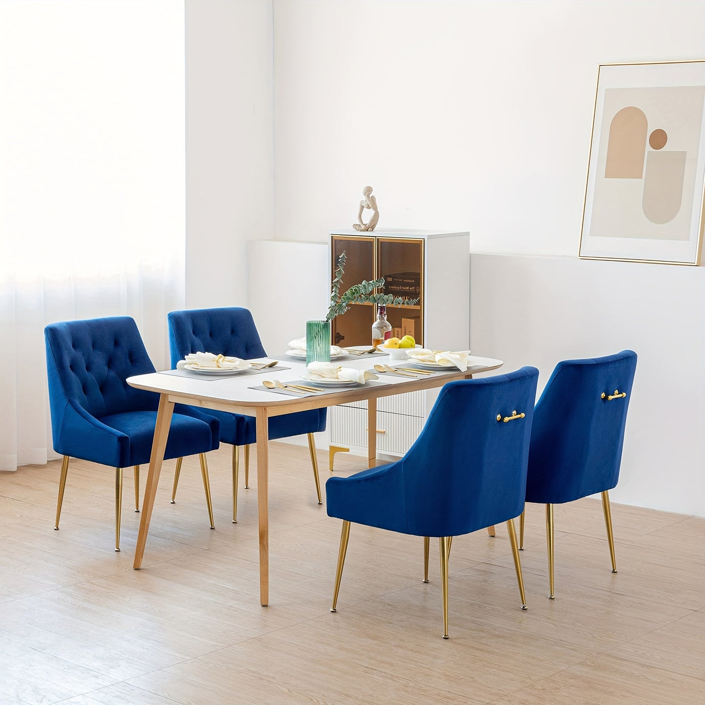 Eetkamerstoel – Stoel – Keukenstoel – Dinerstoel – Kuipstoel – Fluwelen Bekleding – Goud Metalen Frame