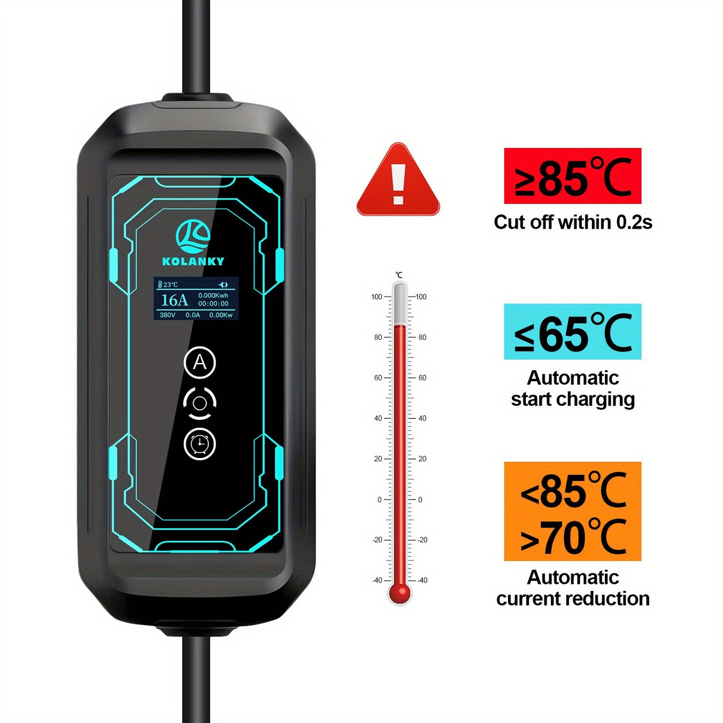 Laadpaal – Wallbox – Oplaadstation – Mobiele Lader – Thuislader – 11 kW – Instelbaar 6-16A – 3-Fase – 5 Meter Kabel – Compact & Duurzaam PP