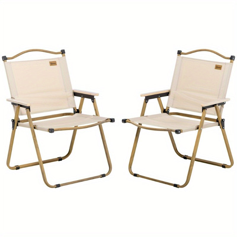 Inklapbare Campingstoel – Vouwstoel – Buitenstoel – Tuinstoel – Vissersstoel – Stalen Frame – Houtlook Design