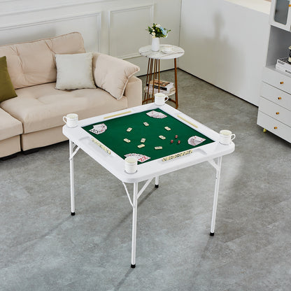 Vouwtafel – Speltafel – Kaarttafel – Mahjongtafel – Opvouwbare Tafel – 4 Bekerhouders – Duurzaam HDPE Blad