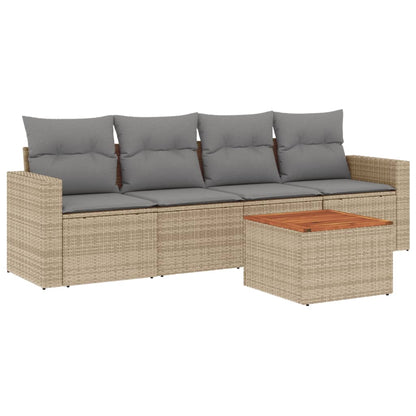 Loungeset – Loungesets – Tuinset – Loungebank – Tuinmeubelen – PE-Rattan – Incl. Kussens Met Afneembare Hoezen – Houten Tafel