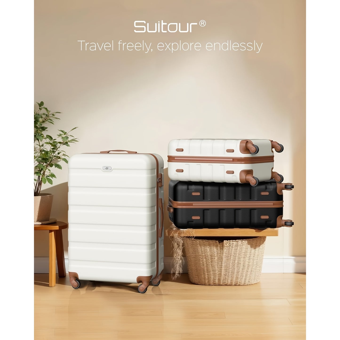 Kofferset – Reiskoffers – Trolley – Handbagage – Spinner Koffer – 5-delige set – Duurzaam ABS+PC – TSA Combinatieslot