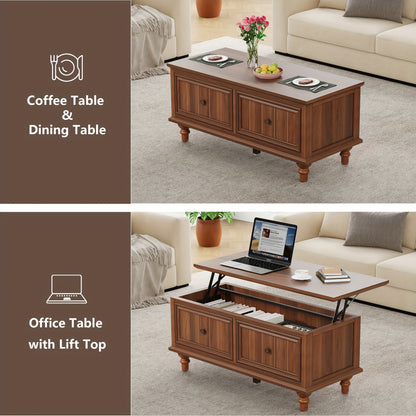 Salontafel – Koffietafel – Bijzettafel – Woonkamertafel – Tafel – Verstelbaar Liftblad – Verborgen Opbergruimte – MDF Walnoot Finishing
