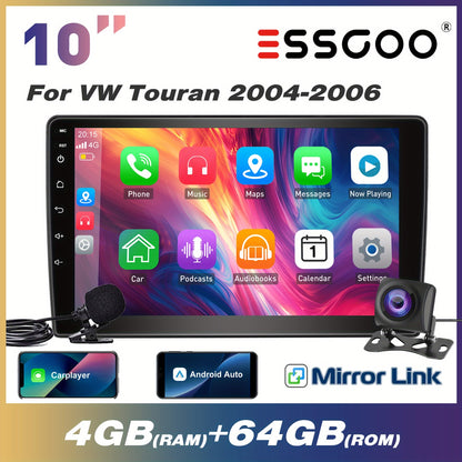Multimedia Car Stereo – 2 DIN Autoradio – Android Speler – Touchscreen Headunit – GPS Navigatie – 10,1 Inch IPS Scherm – 4G Connectiviteit & Draadloze CarPlay – Inclusief Camera en Microfoon