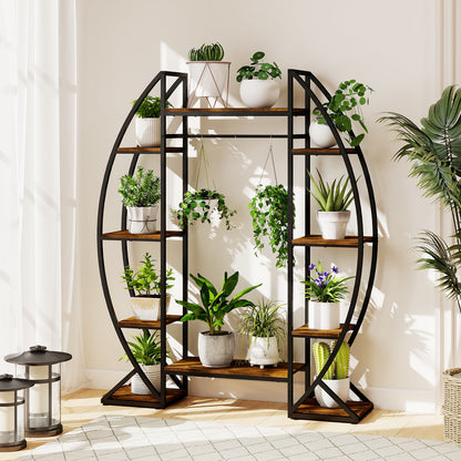 Plantenstandaard – Plantenrek – Groeilamp Standaard – Plantenhouder – Plantentoren – Metaal – 10 Planken & Verstelbare 4-Lamps Groeiverlichting