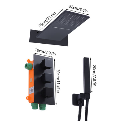 Black concealed showerhead shower set