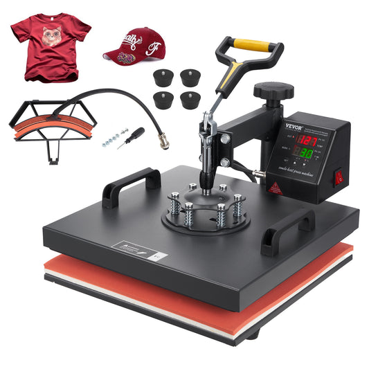 Warmtepers – Sublimatiepers – Transferpers – T-shirtpers – Pettenpers – 38x38 cm Platte Persplaat – Digitale Temperatuur- en Tijdregeling