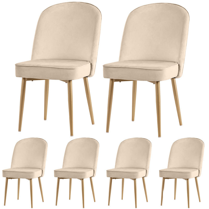 Fluwelen Stoelen – Kamerstoelen – Eetkamerstoelen – Fauteuils – Zithoeken – Beige Velvet – Gouden Metalen Poten – Ergonomisch Comfort – Anti-Slip Voeten