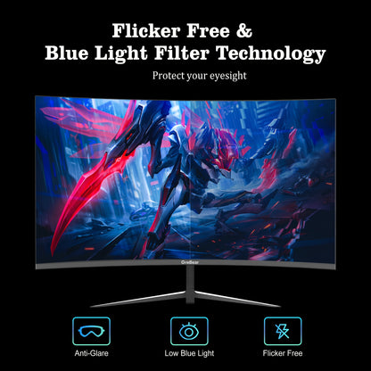 27 inch Curved Monitor – Gaming Monitor – Gaming Scherm – PC Monitor – Computer Scherm – 165Hz Verversingssnelheid – 1ms Reactietijd