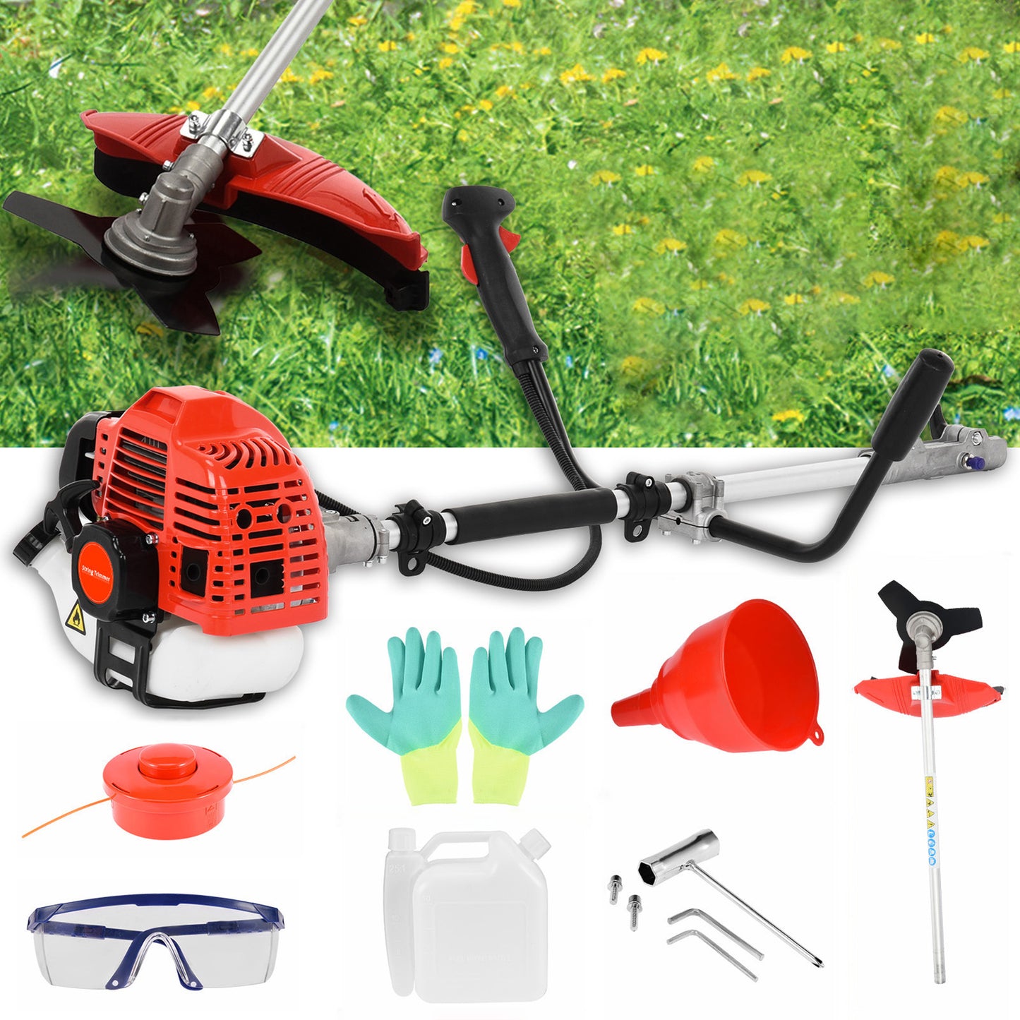 Grasmaaier – Grasmaaier – Grasmaaier Draadloos – Robotmaaier – Grasmaaier Machine – 2-in-1 Benzine Aangedreven – 179,98 cm Maaibreedte – Rugzak Design & Eenvoudig Startmechanisme