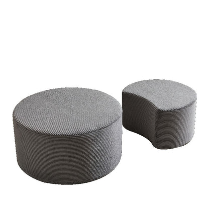 2-delige Ronde Salontafelset – Poef – Hocker – Bladtafel – Foamed Kruk – Modern Woonkamer Meubel – Gevuld Kussen – Geen Montage Nodig