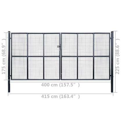 Tuinpoort – Tuinafsluiting – Tuingateway – Tuindeur – Gaaspanelen – 400 x 175 cm – Gegalvaniseerd Staal – Roestbestendig Met Slot