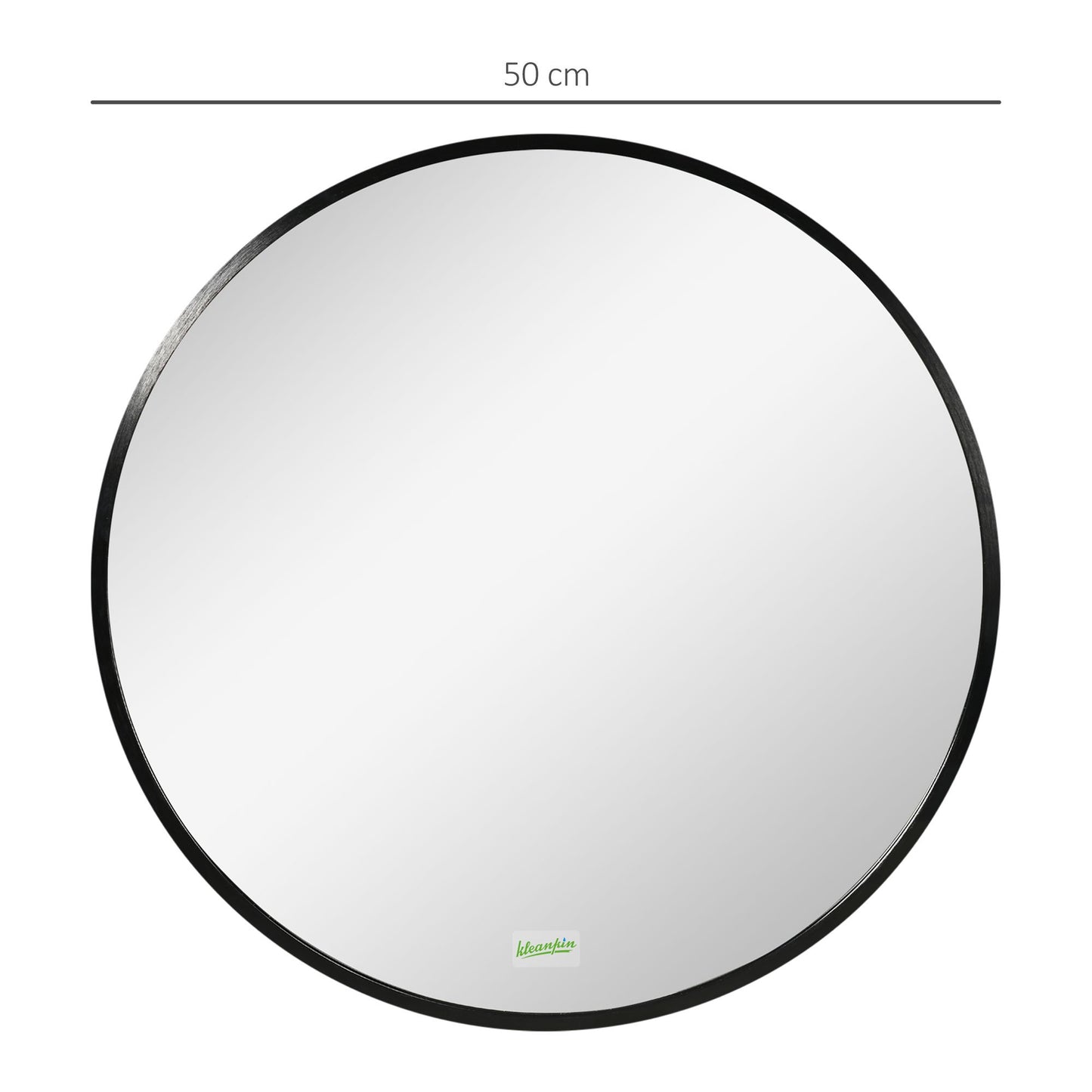 Ronde Wandspiegel – Spiegel, Wandspiegel, Badkamerspiegel, Slaapkamerspiegel – Zwart Metalen Frame – Ø50 cm – Duurzaam & Eenvoudig Te Bevestigen
