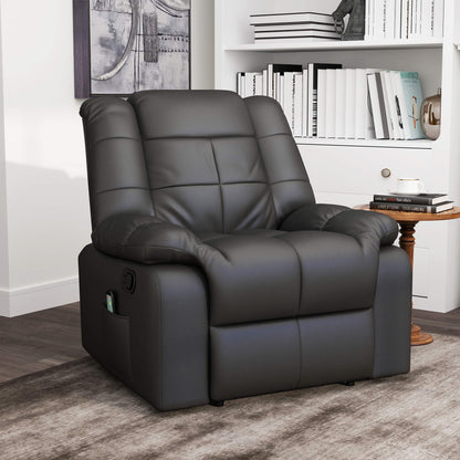 Massagestoel – Relaxstoel – Zitstoel – Wellnessstoel – Ontspanningsstoel – Zwart – 8 Trillingspunten – Verstelbare Rugleuning – Kunstleer – Compact 94x99x99 cm