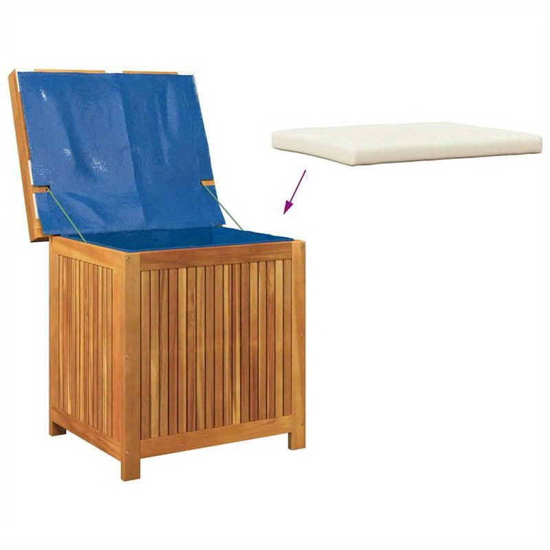 Opbergkist Tuin – Tuinkussenbox – Tuinbox – Opbergbox – Tuinkist – Massief Acaciahout – 60x50x61 cm – Inclusief Crème Wit Zitkussen