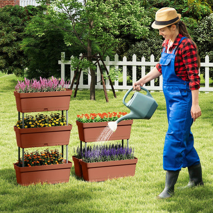 Verticale Plantenbak – Plantenbakken Set – Plantenbakken Toren – Moestuinbak – Kruidenbak – Stapelbaar – Weerbestendig PP Plastic – 6-delig 49x16x16 cm