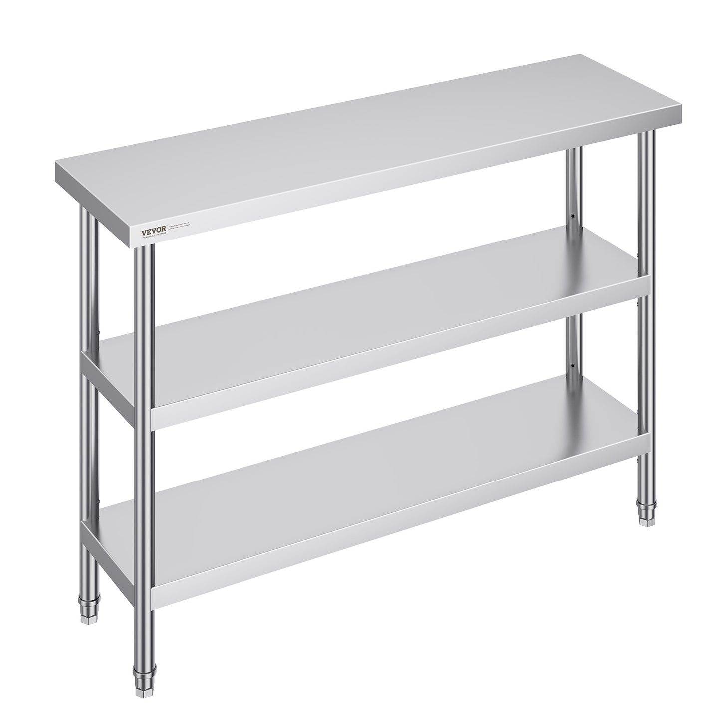 Roestvrijstalen Werktafel – RVS Werkbank – Keukentafel – Opbergtafel – Werkbank Garage – 14 x 48 Inch – 2 Verstelbare Planken