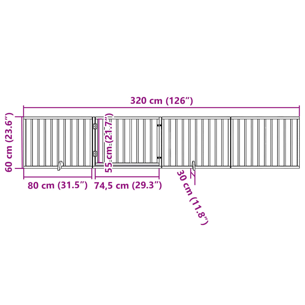 Hondenren – Puppyren – Hondenhek – Hondenkennel – Opvouwbaar – 4 Panelen – Populierenhout & Aluminium – 320 cm Lengte – Met Deur – Modulair & Draagbaar – Zwart