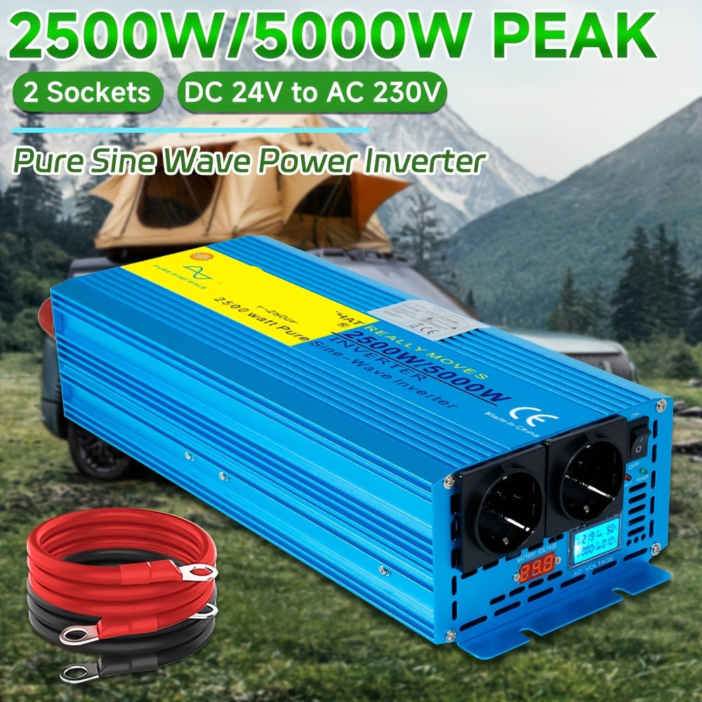 Omvormer – Stroomomzetter – Spanningsomvormer – 12V Omvormer – 24V Omvormer – 2500W Continu Vermogen – LCD-Display