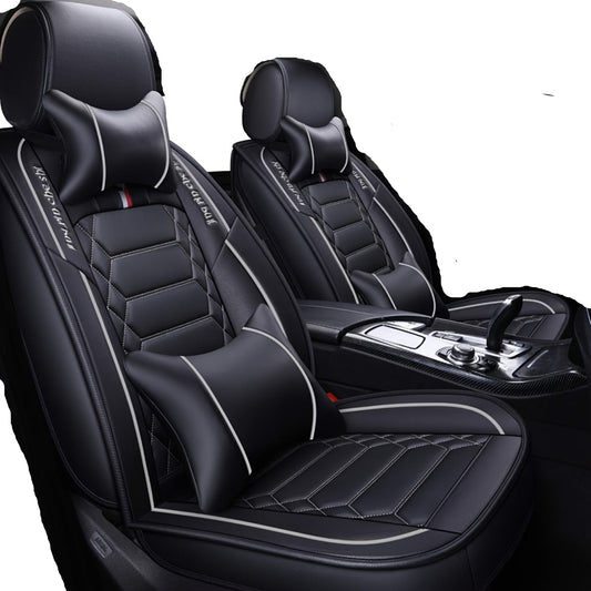 Kunstleren Autostoelhoezen – Stoelbekleding – Autostoelhoezen – Zitplaats Beschermers – Autostoelhoes Set 5 Zitplaatsen – Universele Pasvorm – Airbag Compatibel – Zwart-Grijs